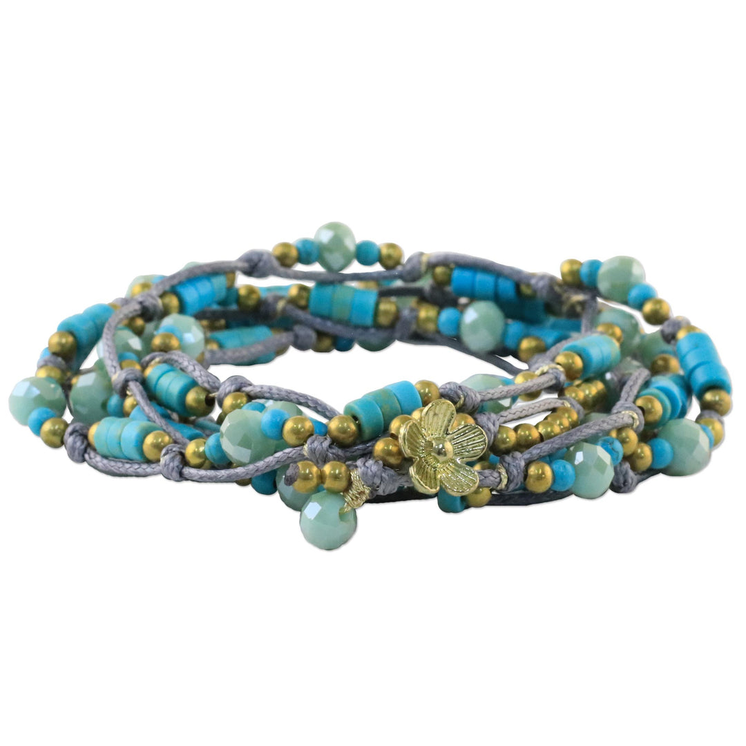 Light Blue Calcite Beaded Wrap Bracelet from Thailand - Ocean Party