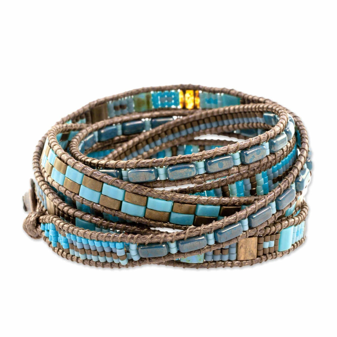 Colorful Glass Beaded Wrap Bracelet from Guatemala - Traditional Style