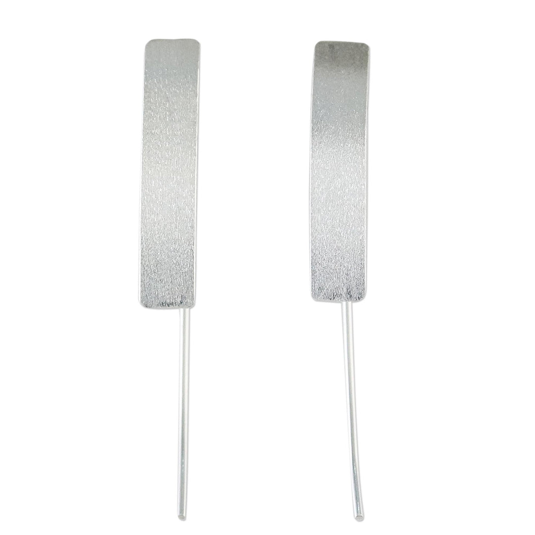 Sterling Silver Rectangular Drop Earrings from Thailand - Modern Flair
