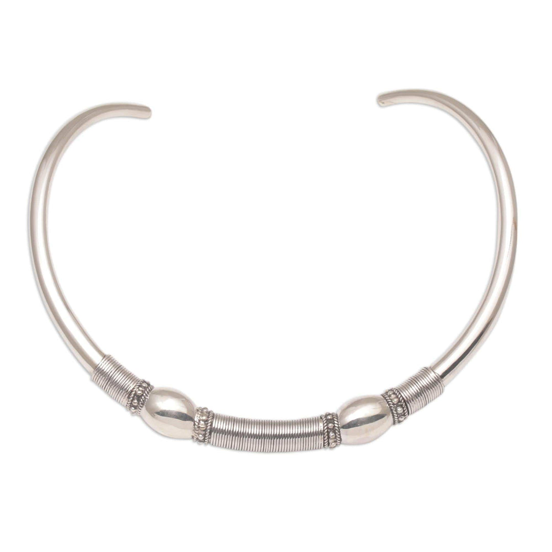 Sterling Silver Bubble and Dot Motif Collar Necklace - Bubble Queen