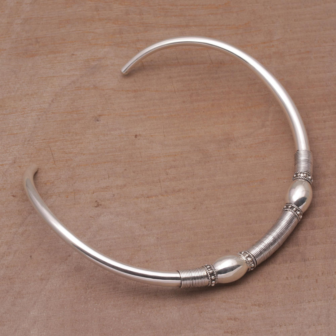 Sterling Silver Bubble and Dot Motif Collar Necklace - Bubble Queen