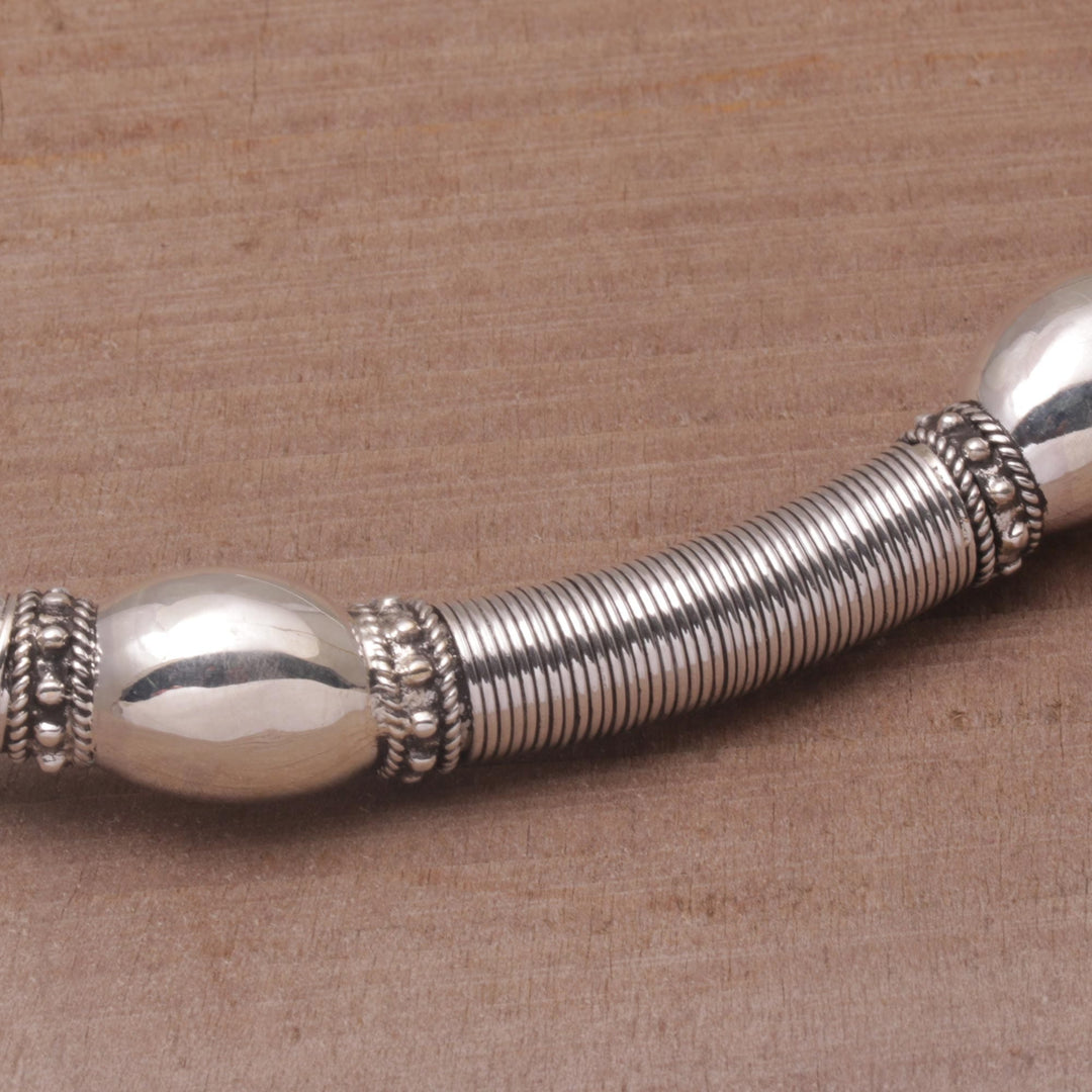 Sterling Silver Bubble and Dot Motif Collar Necklace - Bubble Queen