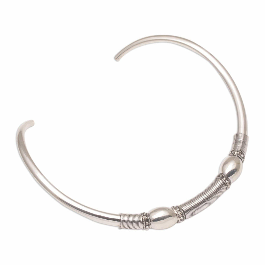 Sterling Silver Bubble and Dot Motif Collar Necklace - Bubble Queen