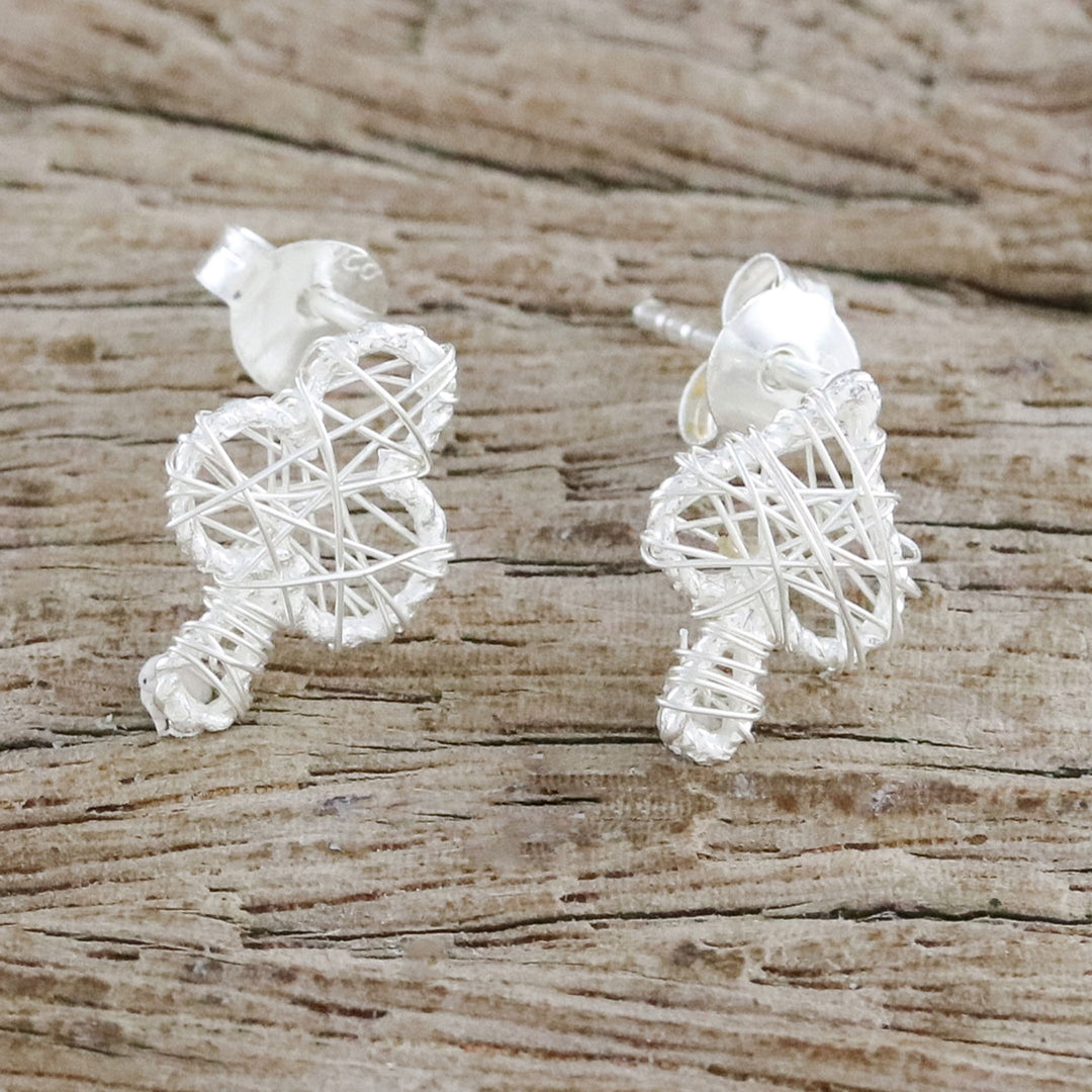 Sterling Silver Card Game Drop Earrings from Thailand - Game of Cards