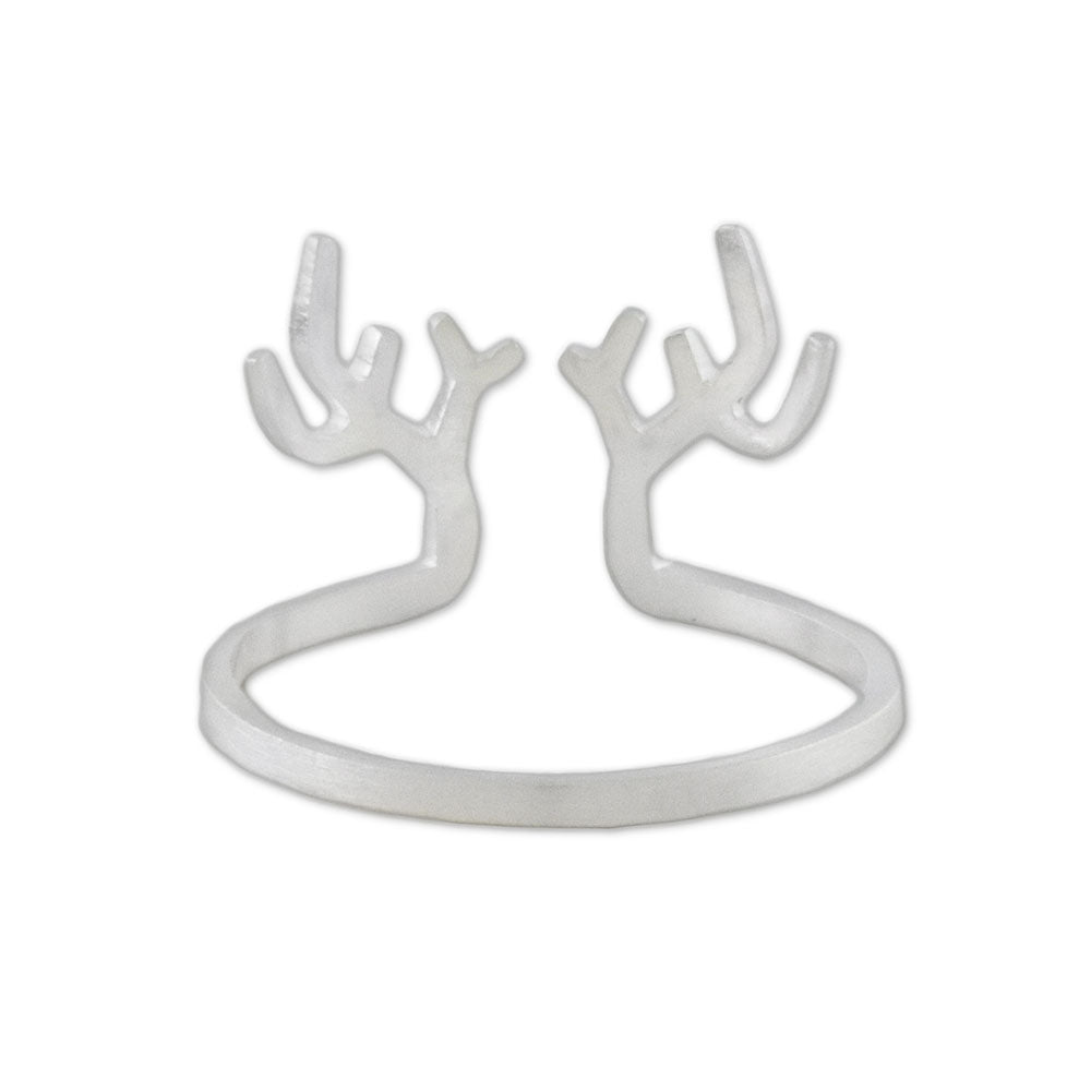 Satin Finish Sterling Silver Antler Ring from Thailand - Antler Charm
