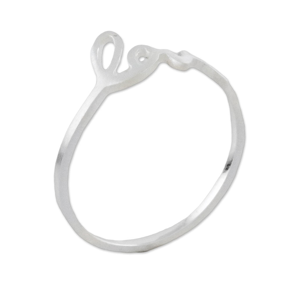 Love-Themed Sterling Silver Band Ring from Thailand - Gleaming Love