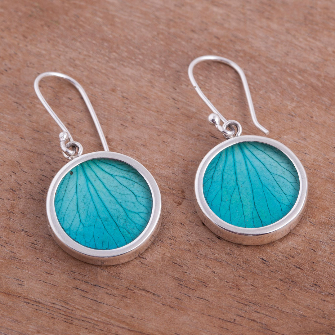Sterling Silver and Natural Leaf Dangle Earrings from Peru - Atlantis Leaves