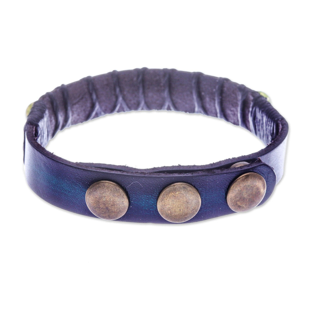 Bohemian Leather and Agate Bead Wristband Bracelet - Rock Walk