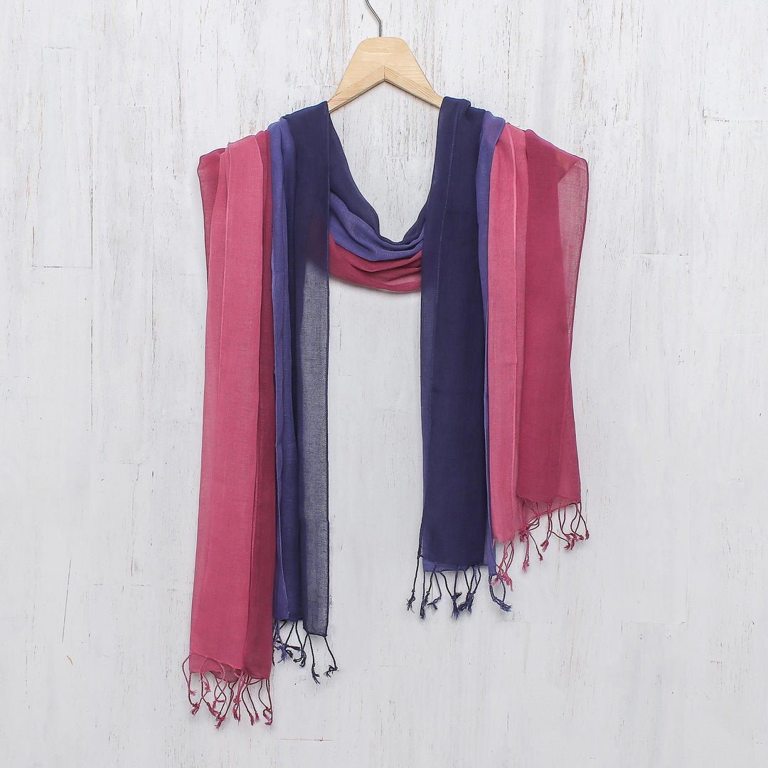 Two Handwoven Cotton Wrap Scarves from Thailand - Colors of Experience