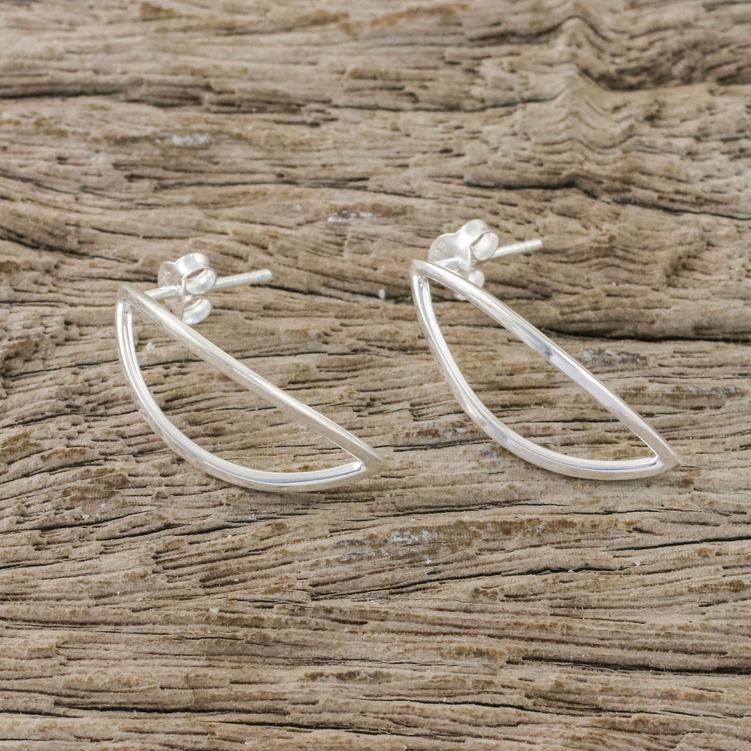 Thai Sterling Silver Lotus Flower Motif Drop Earrings - Resplendent Lotus Petals