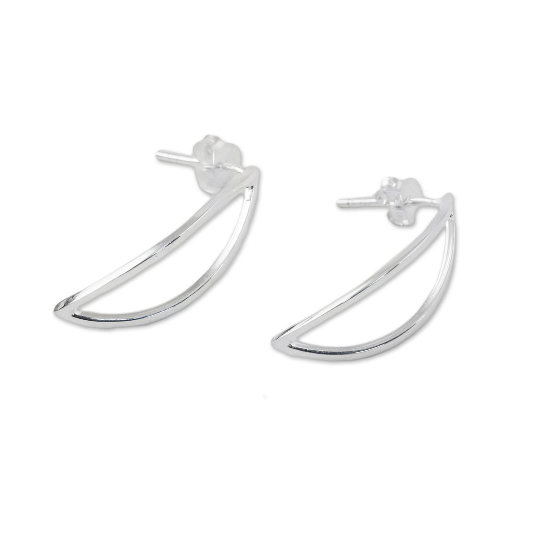Thai Sterling Silver Lotus Flower Motif Drop Earrings - Resplendent Lotus Petals