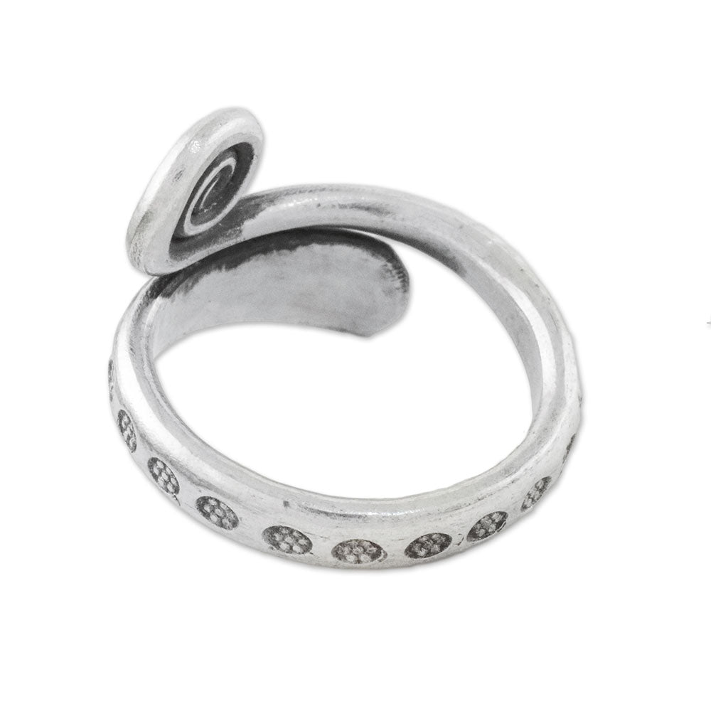 Handmade 925 Sterling Silver Flower and Eye Ring Thailand - Silver Eye