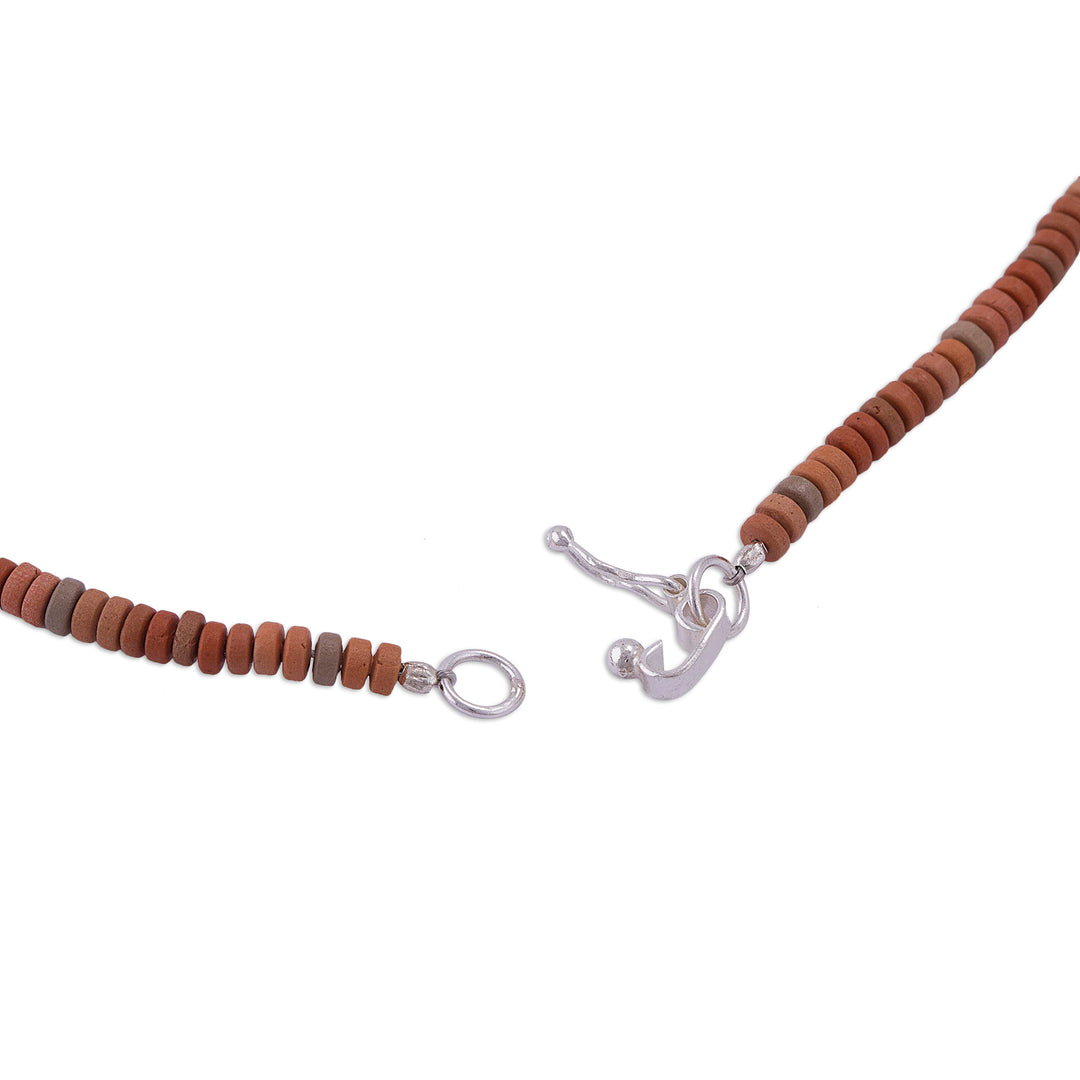 Sterling Silver and Ceramic Beaded Incan Pendant Necklace - Andes Mountain Deity