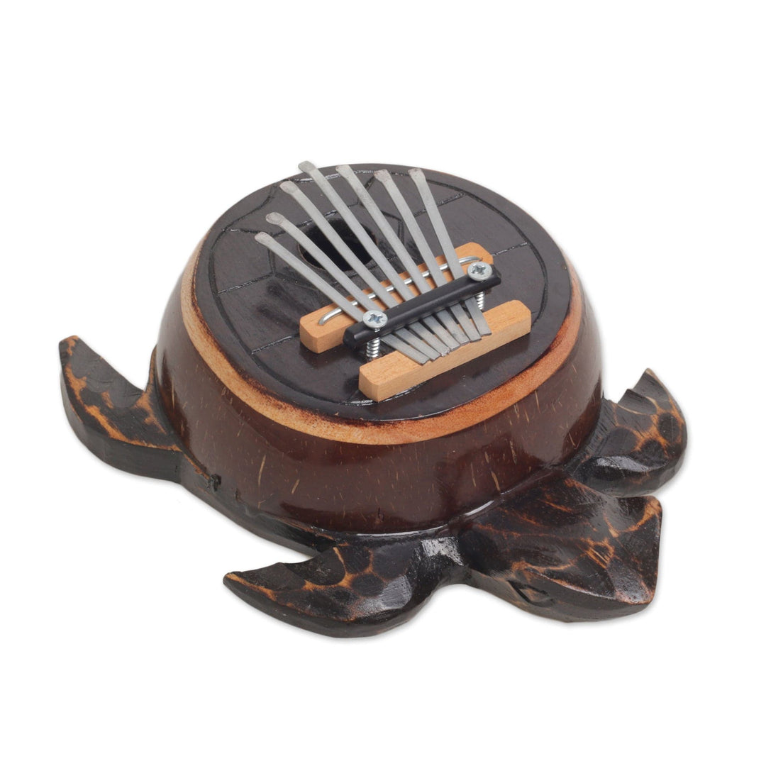 Hand Crafted Balinese Coconut Shell Thumb Piano - Turtle Tune