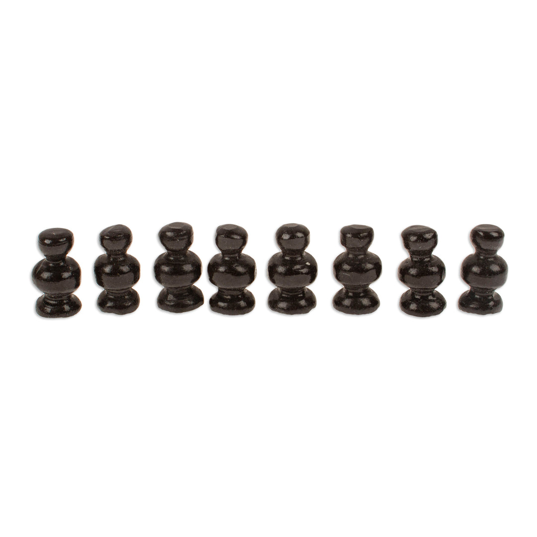 Onyx and Marble Chess Set in Black and Ivory (5 in.) - Black and Ivory Challenge