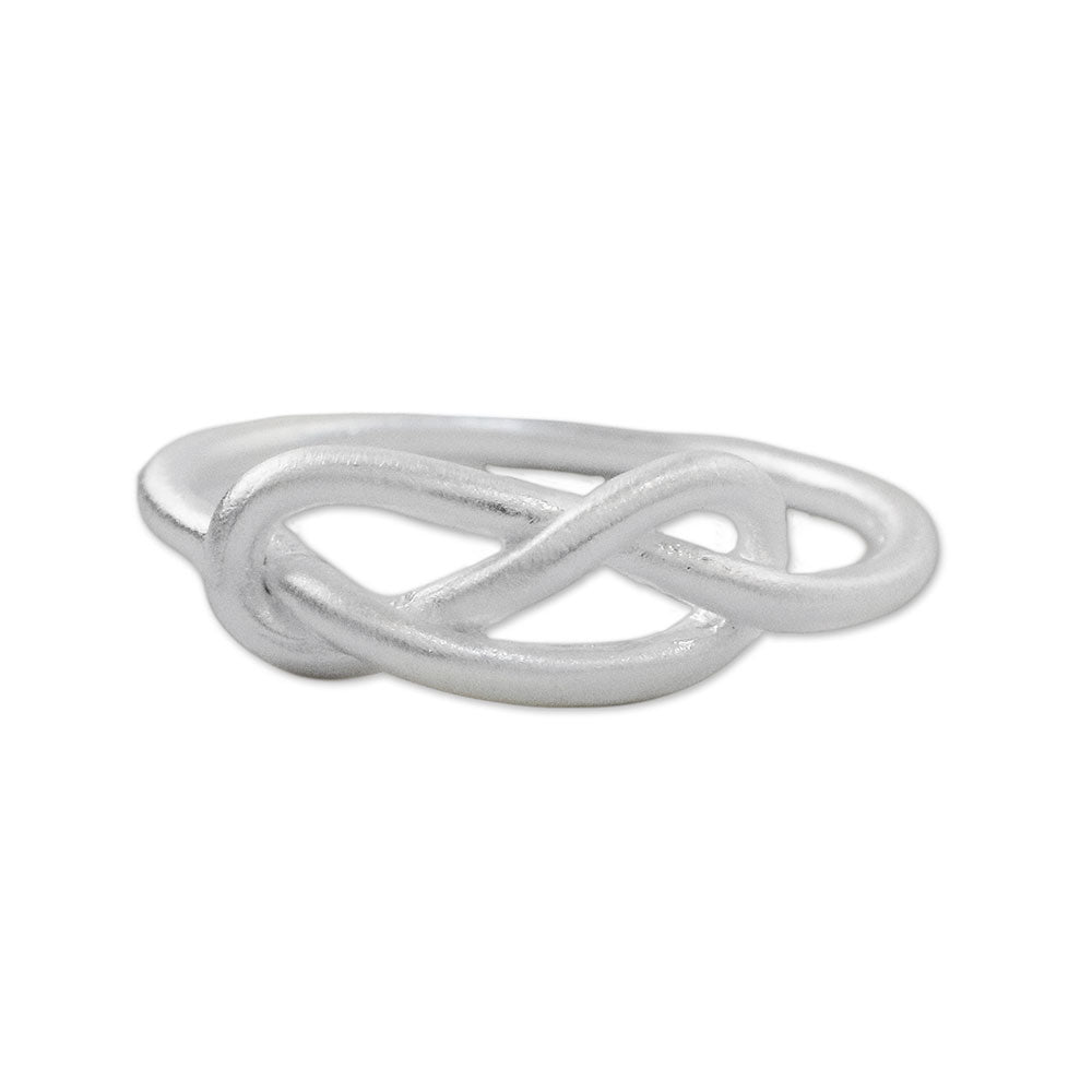 Sterling Silver Cocktail Mid-Finger Ring from Thailand - Gleaming Knot