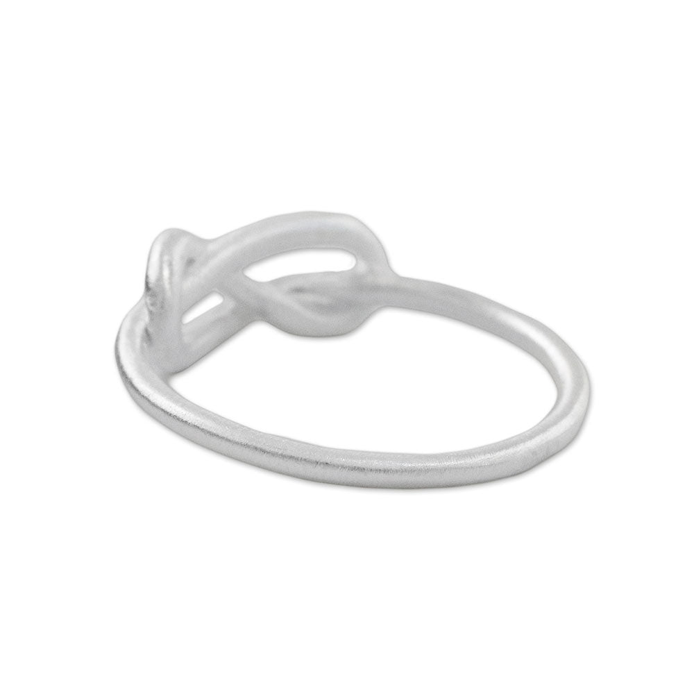 Sterling Silver Cocktail Mid-Finger Ring from Thailand - Gleaming Knot