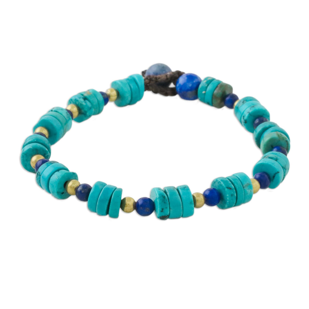 Handcrafted Calcite and Lapis Lazuli Beaded Bracelet - Oceanic Wonder