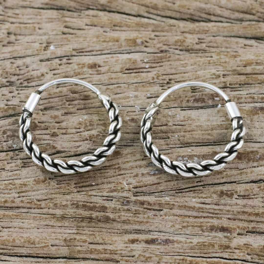 Hand Crafted Sterling Silver Hoop Earrings from Thailand - Trendy Chain