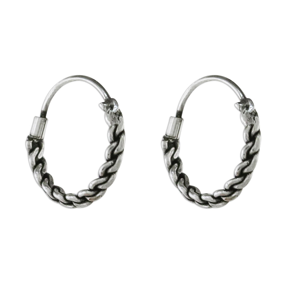 Hand Crafted Sterling Silver Hoop Earrings from Thailand - Trendy Chain