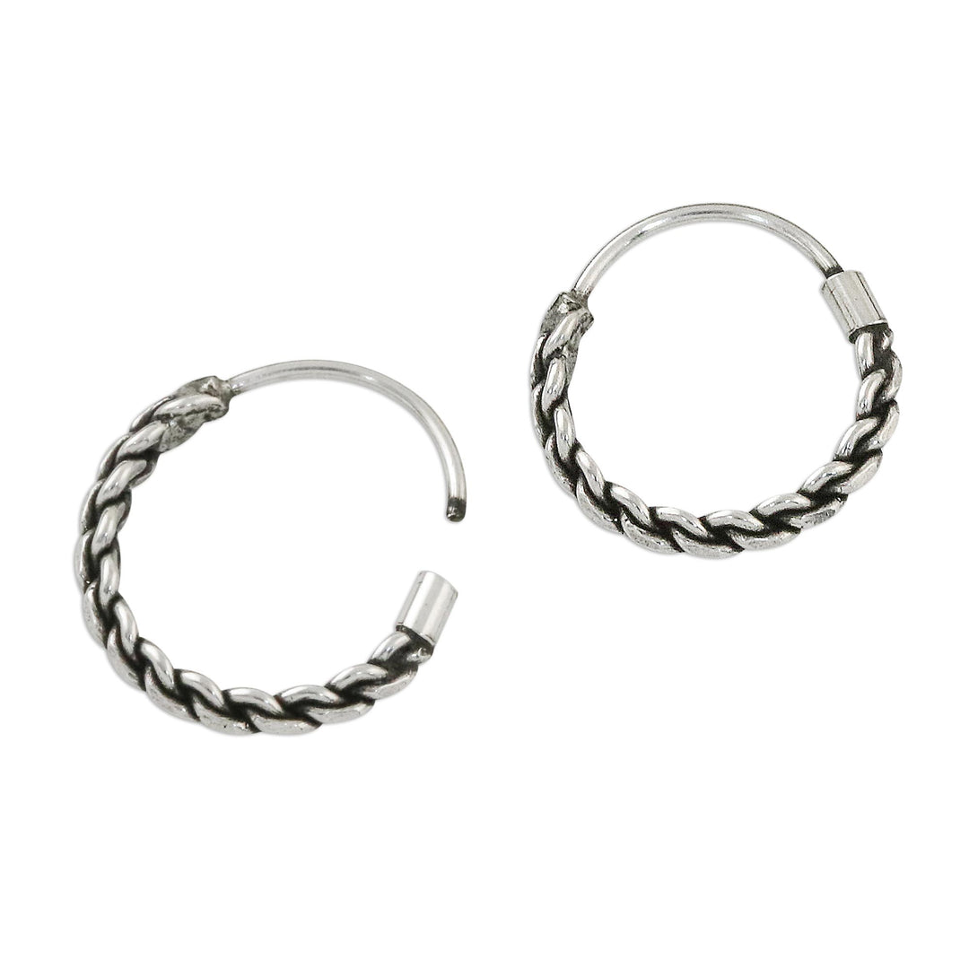Hand Crafted Sterling Silver Hoop Earrings from Thailand - Trendy Chain