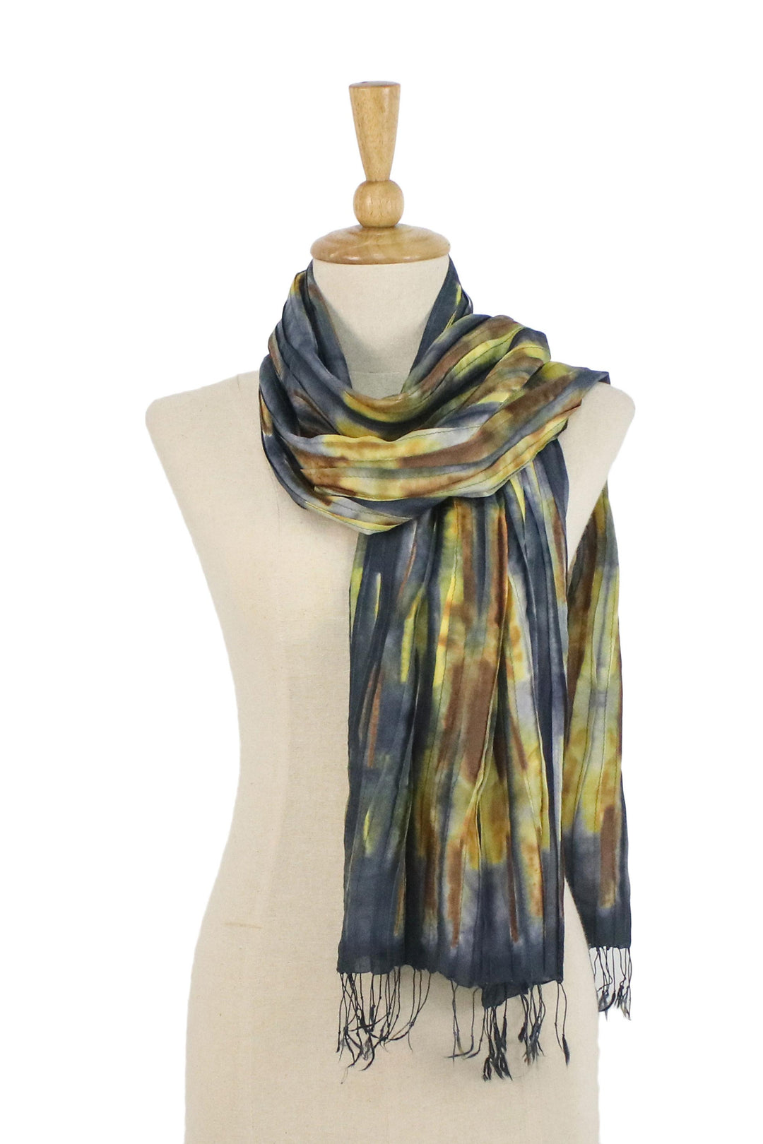 Handwoven Tie-Dyed Multicolored Silk Scarf from Thailand - Lovely Magic