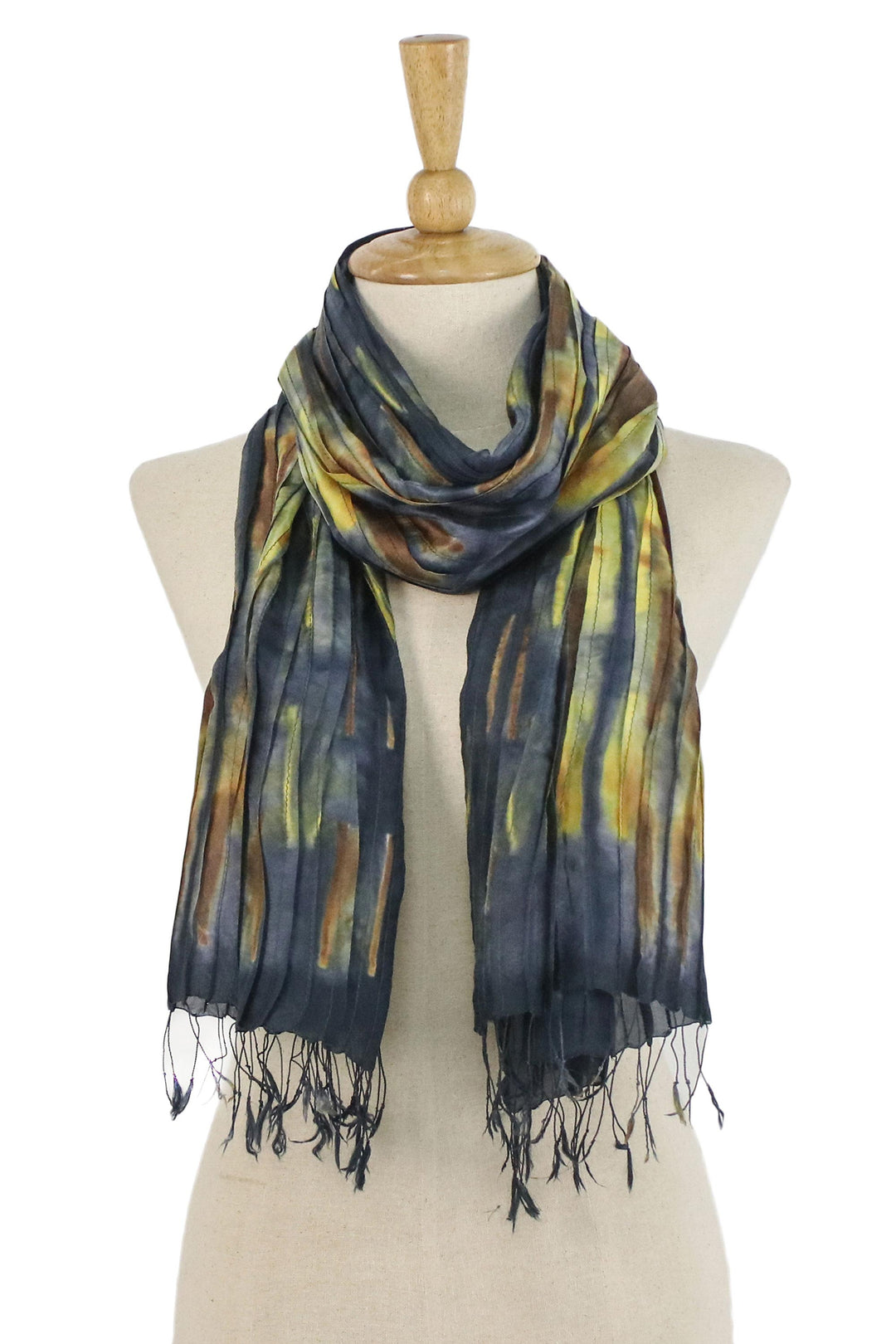 Handwoven Tie-Dyed Multicolored Silk Scarf from Thailand - Lovely Magic