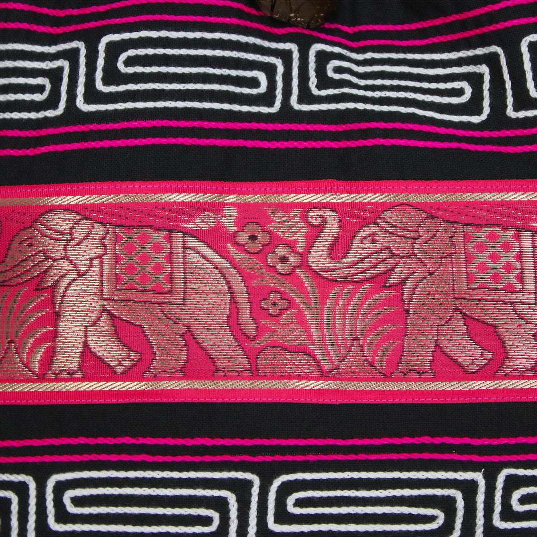 Elephant Cotton Blend Shoulder Bag in Ruby from Thailand - Thai Elephants in Ruby
