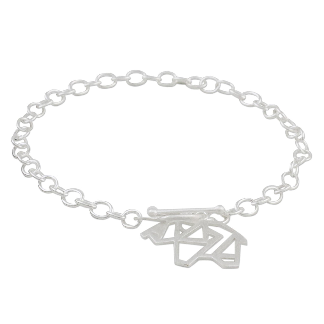 925 Sterling Silver Handmade Origami Elephant Link Bracelet - Transcendental Elephant