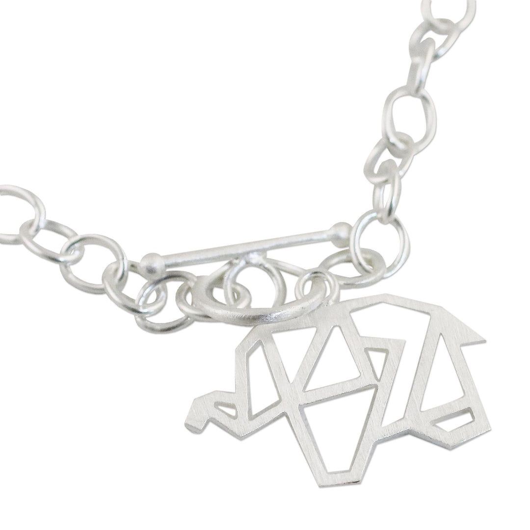 925 Sterling Silver Handmade Origami Elephant Link Bracelet - Transcendental Elephant