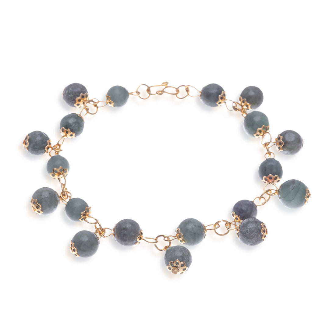 18K Gold Plated Jade Link Bracelet with Hook Clasp - Jade Deluxe