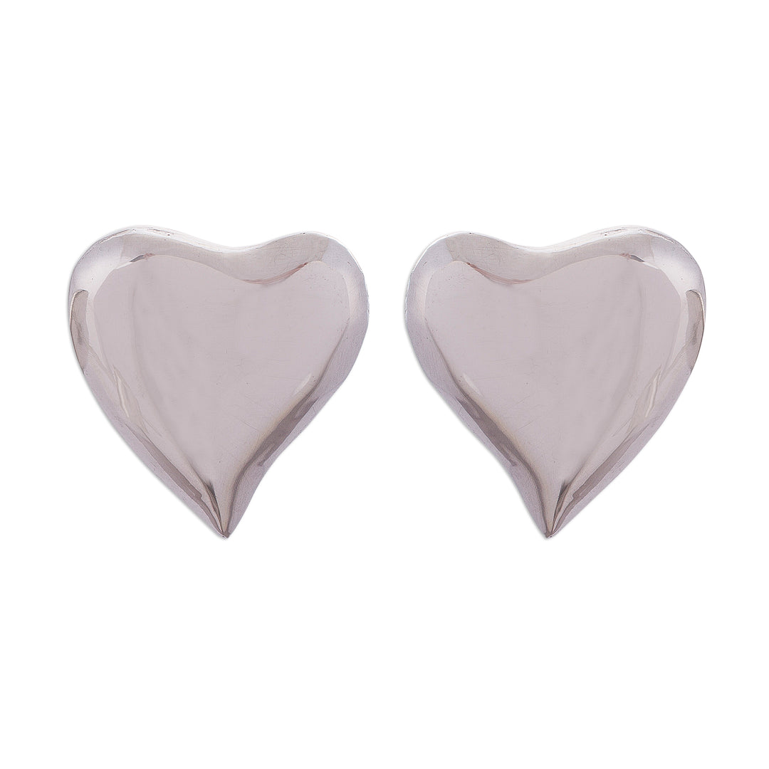 Handcrafted Sterling Silver Heart-Shaped Stud Earrings - Freeform Love