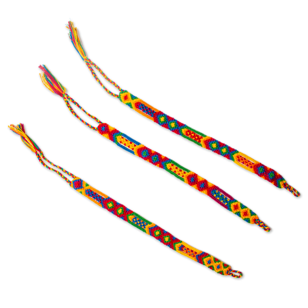 Colorful Handwoven Cotton Wristband Bracelets (Set of 3) - Colorful Concoction