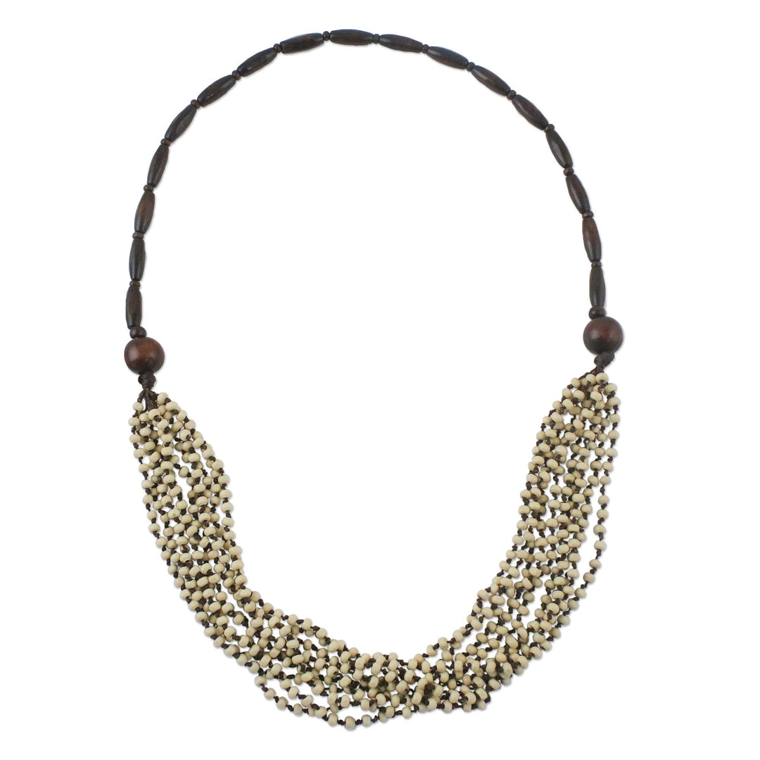 Handcrafted Littleleaf Boxwood Ivory Beaded Necklace - Rising Summer Ivory