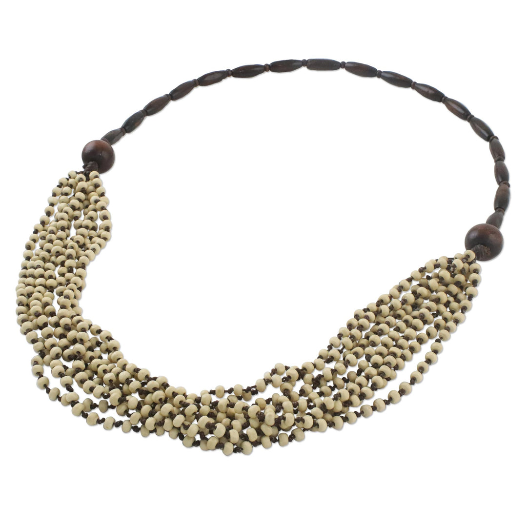 Handcrafted Littleleaf Boxwood Ivory Beaded Necklace - Rising Summer Ivory