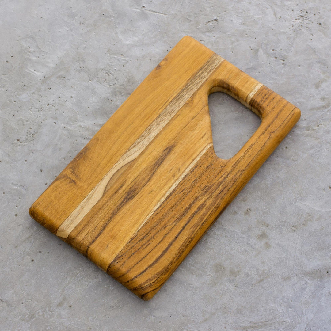Teak Wood Cutting Board with a Handle from Guatemala - Sophisticated Bartender