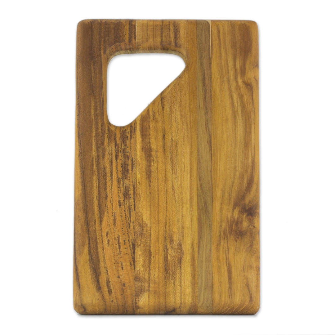 Teak Wood Cutting Board with a Handle from Guatemala - Sophisticated Bartender