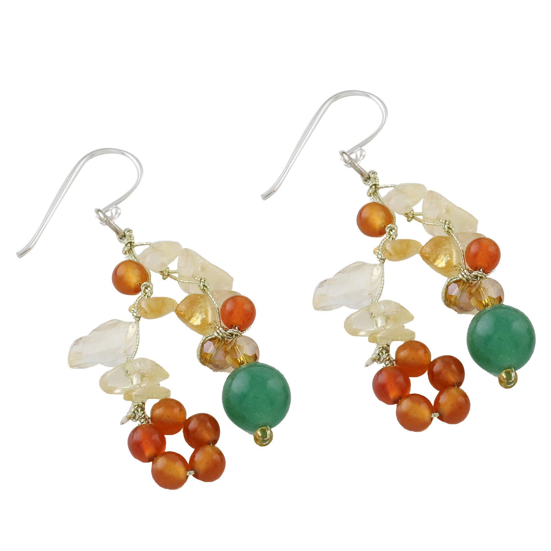 Multi-Gemstone Cluster Sterling Silver Dangle Earrings - Vivacious Color