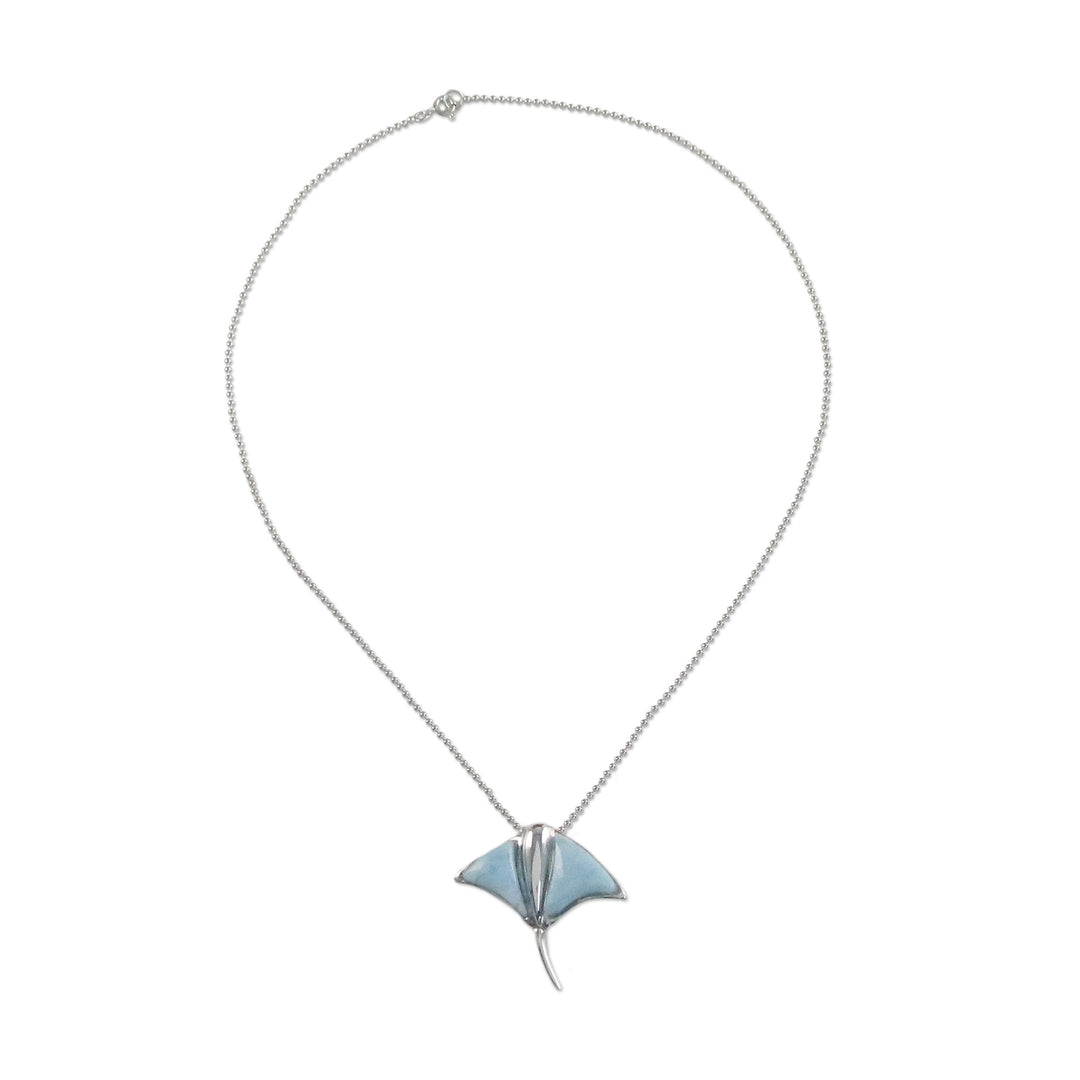 Larimar and Sterling Silver Stingray Pendant Necklace - Stingray