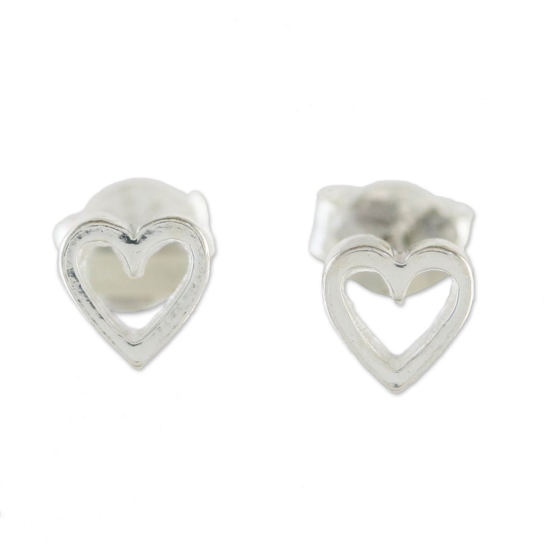 High-Polish Sterling Silver Heart Stud Earrings - Take My Heart