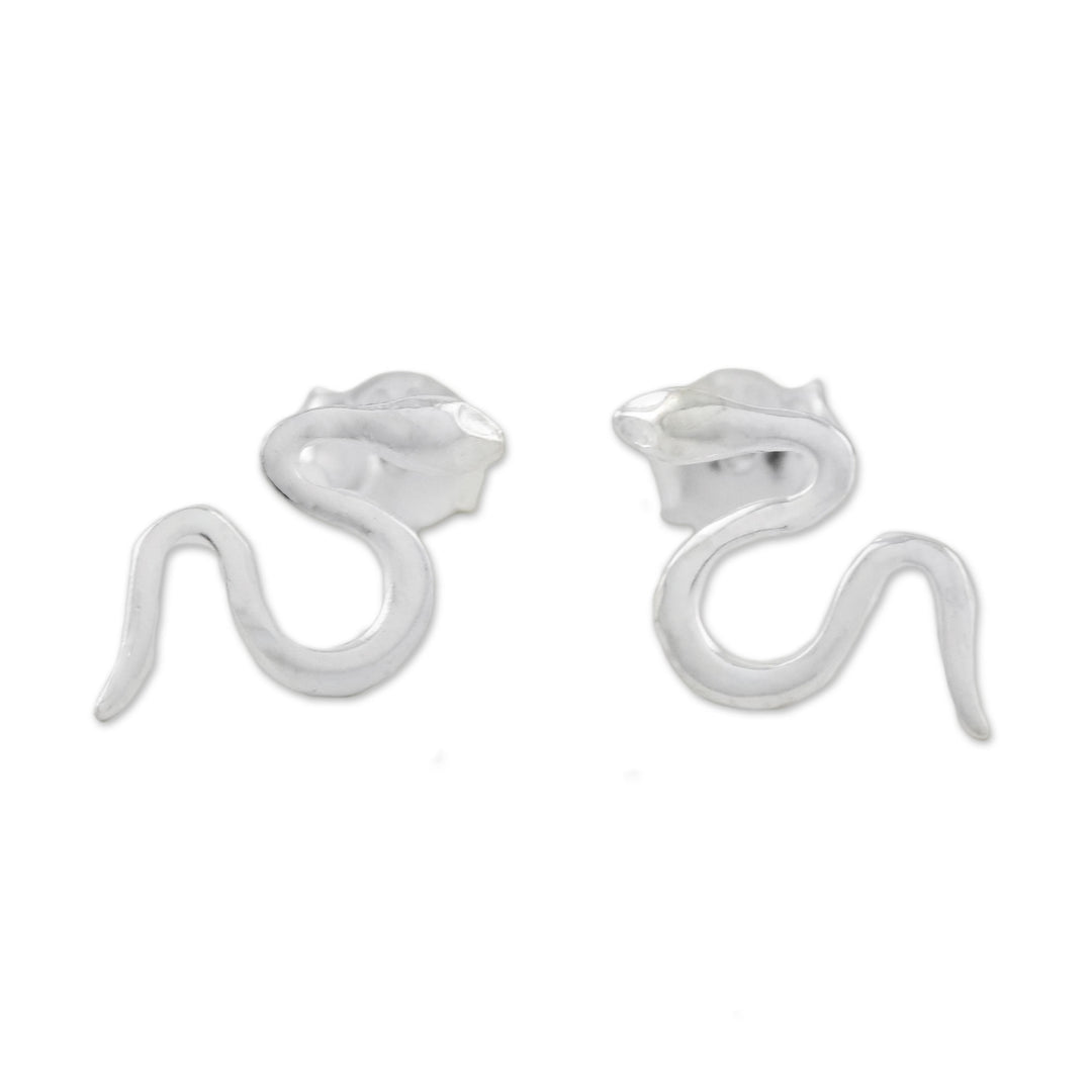 Sterling Silver Friendly Serpents Drop Post Earrings - Friendly Serpents