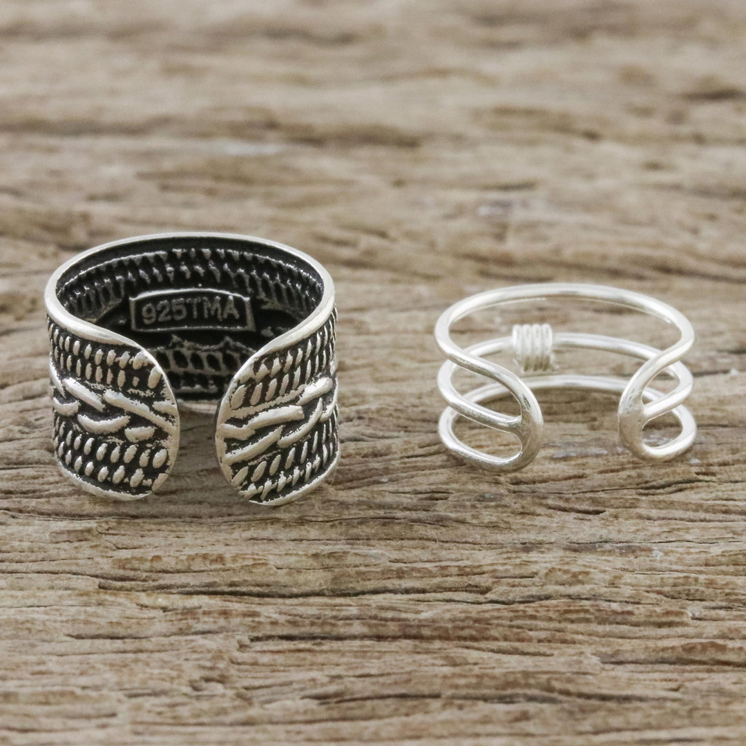Braid Motif Sterling Silver Ear Cuffs from Thailand - Ties That Bind