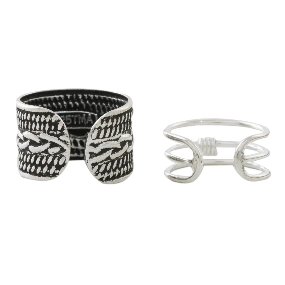 Braid Motif Sterling Silver Ear Cuffs from Thailand - Ties That Bind