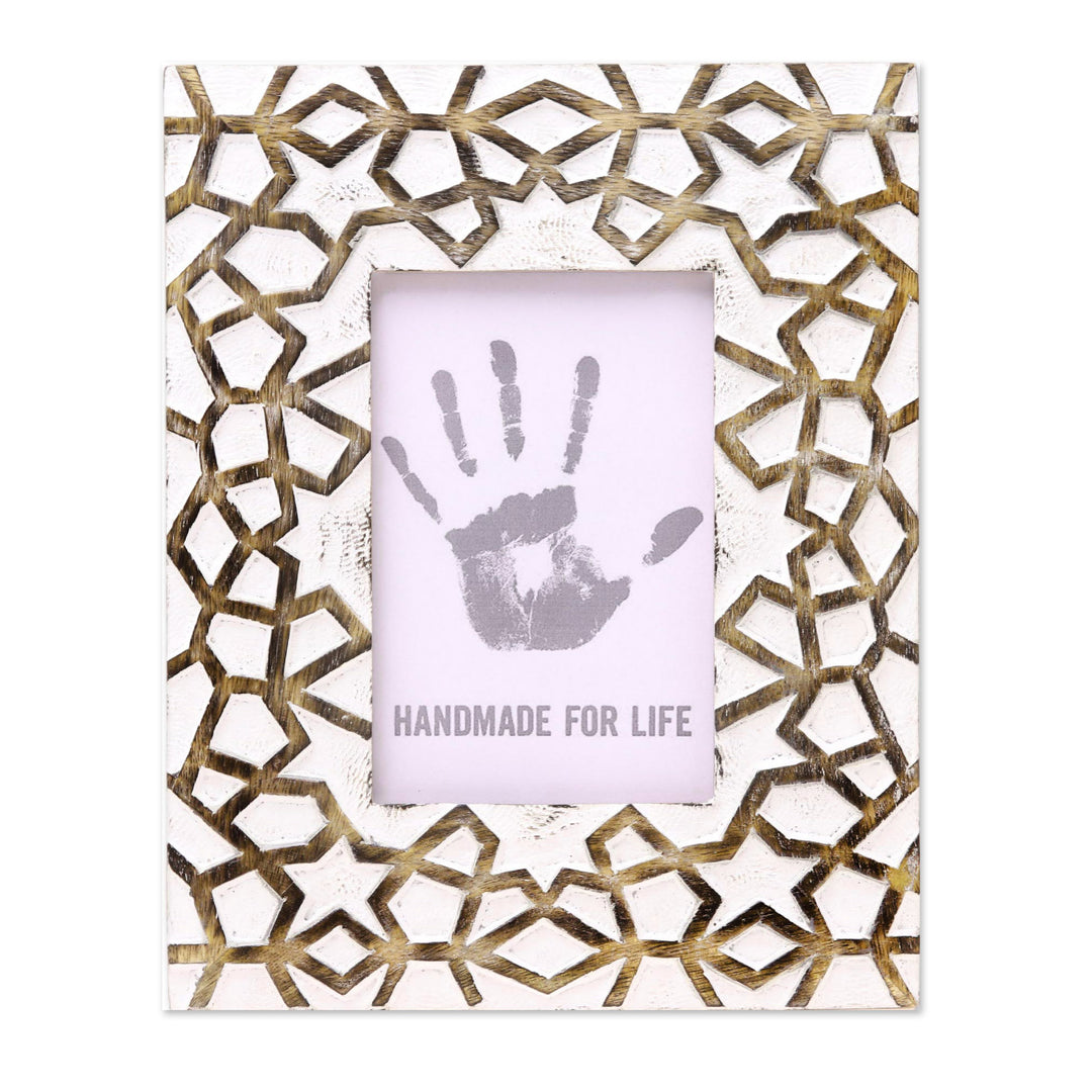 Handcrafted Mango Wood Photo Frame from India (4x6) - Starry Memories