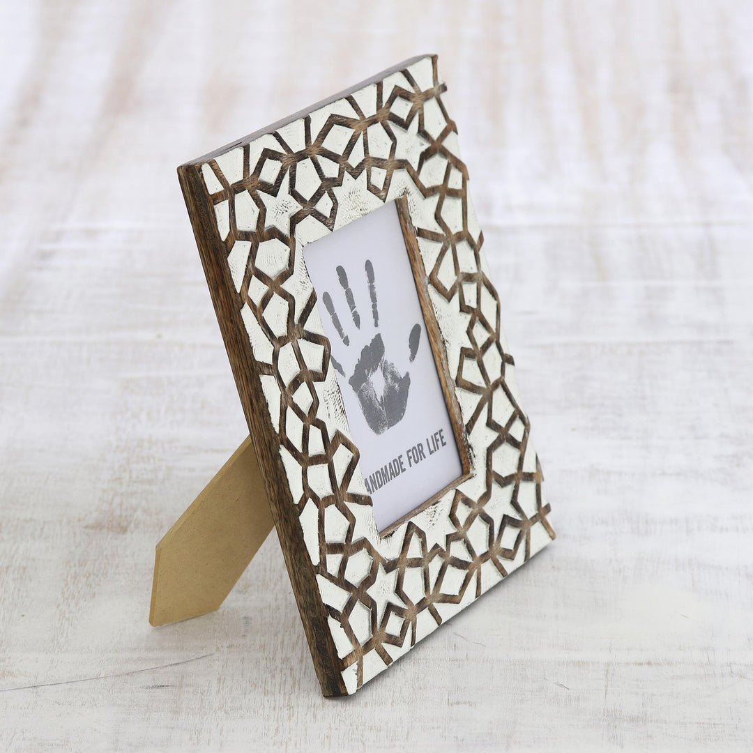 Handcrafted Mango Wood Photo Frame from India (4x6) - Starry Memories