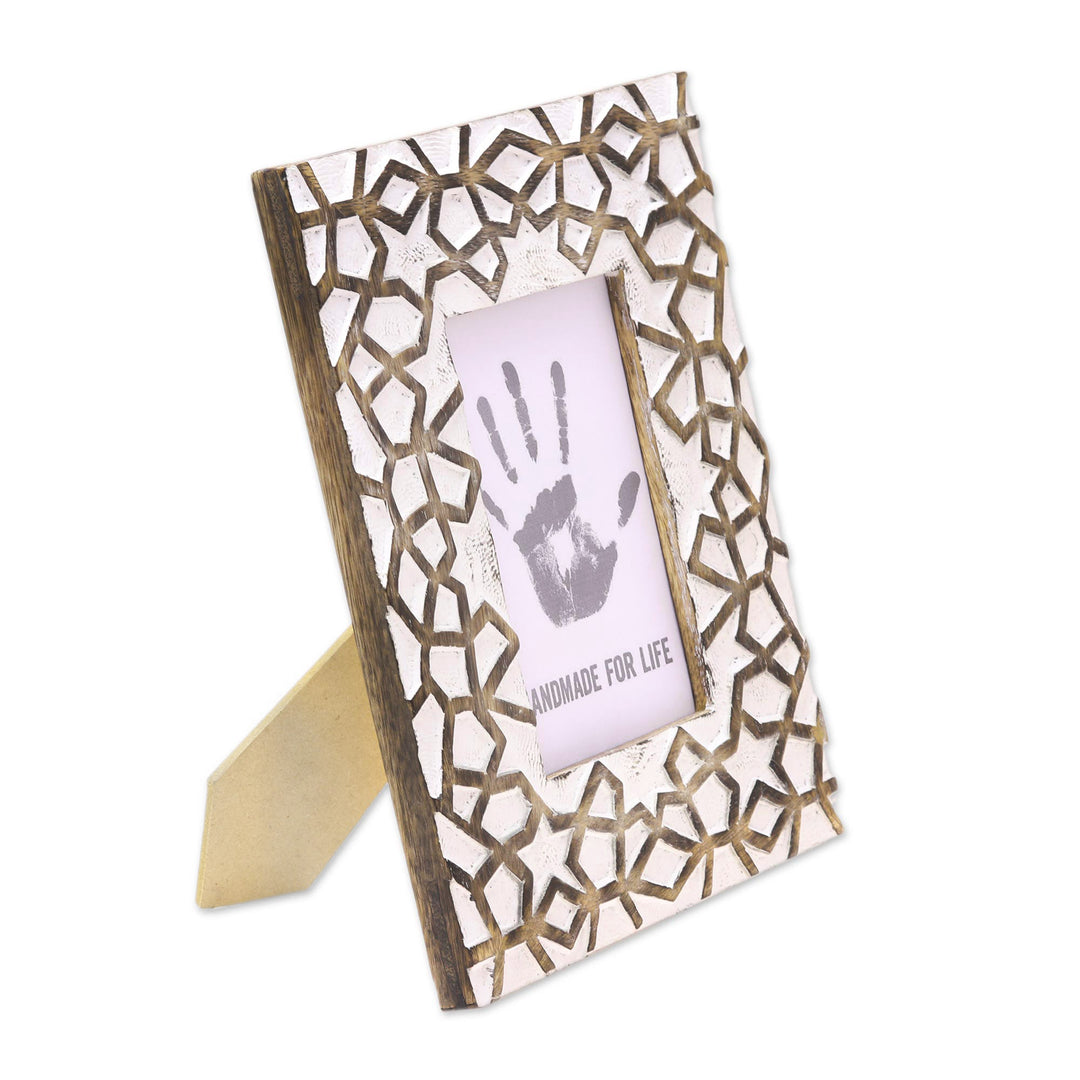 Handcrafted Mango Wood Photo Frame from India (4x6) - Starry Memories
