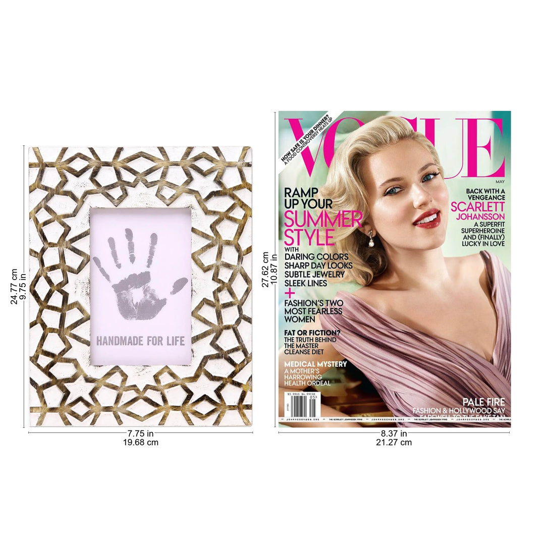 Handcrafted Mango Wood Photo Frame from India (4x6) - Starry Memories