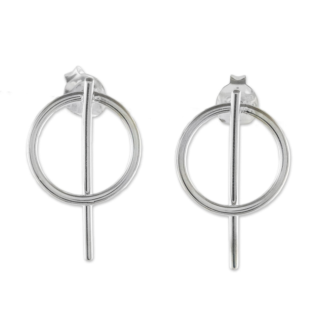 Geometric Sterling Silver Drop Earrings from Thailand - Modern Glyphs