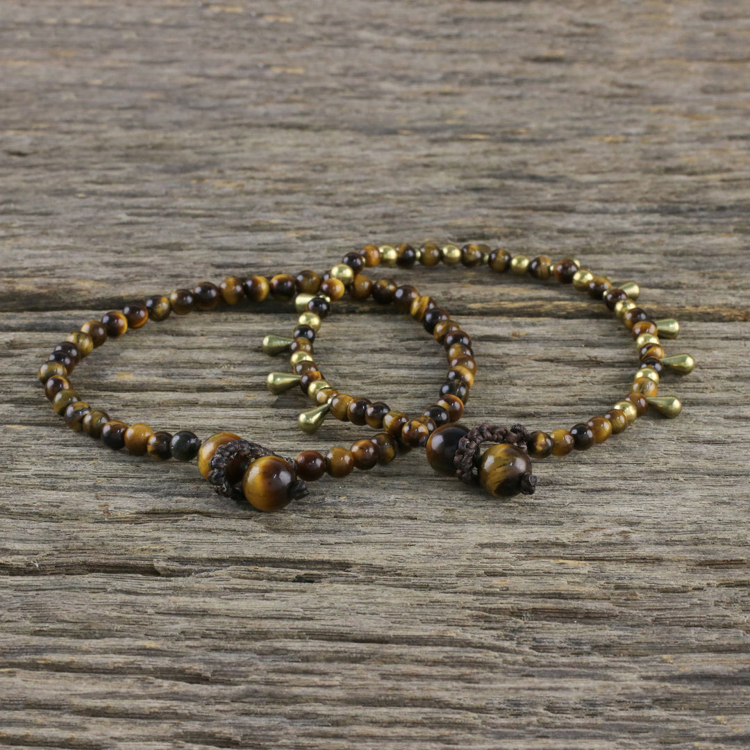 Tiger's Eye Beaded Bracelets from Thailand (Pair) - Beautiful Forever