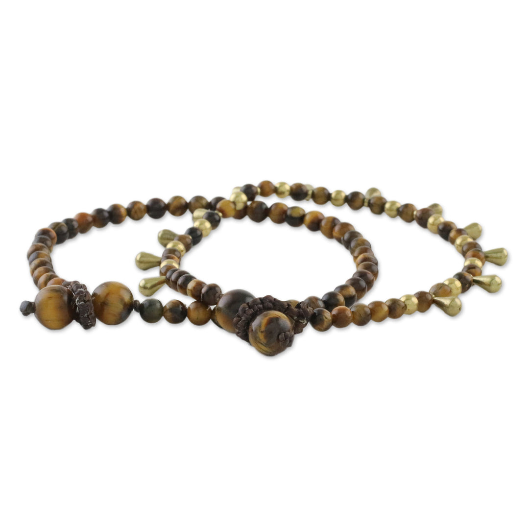 Tiger's Eye Beaded Bracelets from Thailand (Pair) - Beautiful Forever